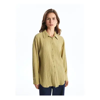 LC Waikiki LCWAIKIKI Classic Light Khaki Textured Women's Shirt