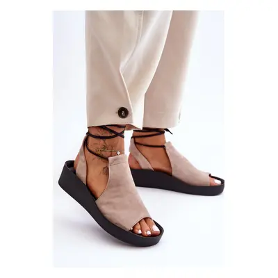 Zazoo Suede Wedge Sandals Beige