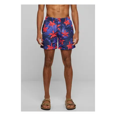 Swim shorts with blue/red pattern