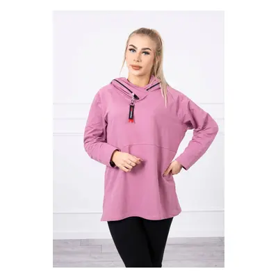 Tunic with zipper on hood Oversize dark pink