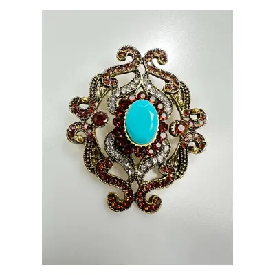 Brooch XZ459-107 gold + blue