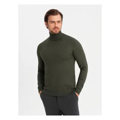 Ombre Men's knitted turtleneck with viscose - dark grey