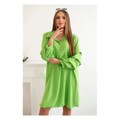 Kesi Włoski Oversized dress with decorative sleeves bright green