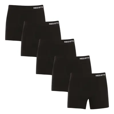 5PACK Men's Boxer Shorts Nedeto Seamless Bamboo Black