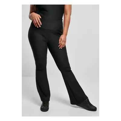 Women's high-waisted leggings with ribbed fit black