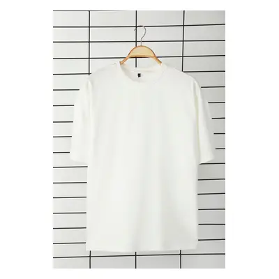 Trendyol Ecru Oversize/Wide Cut 100% Cotton Thick T-Shirt