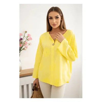 Kesi Włoski Shirt blouse with an embroidered pattern yellow