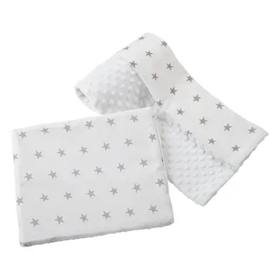 Medi Partners Quilt + pillow 35x30 cotton + minky – Gray stars on white + white minky