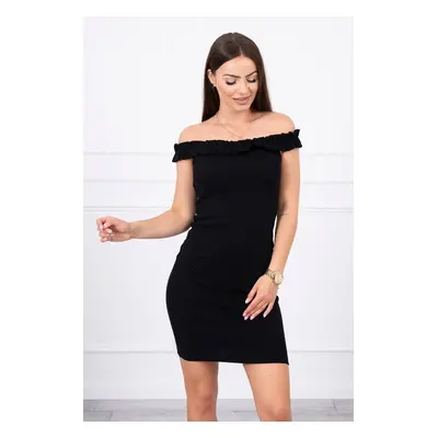 Kesi Off-the-shoulder dress with frills black