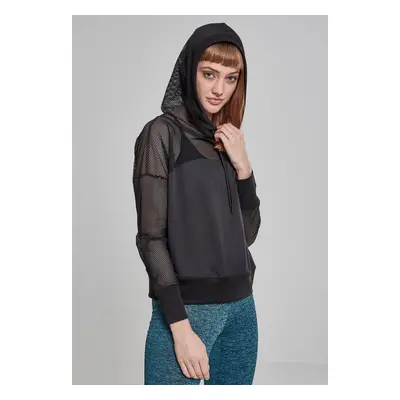 Women's fishnet hoodie black