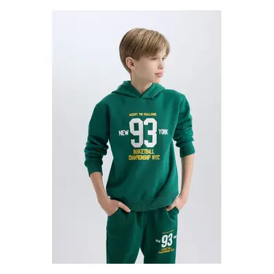 DEFACTO Boy's Hooded Printed Thick Sweatshirt C9805a824wn