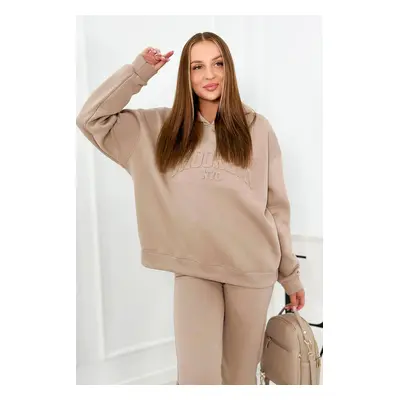 Insulated cotton set, sweatshirt + trousers Brooklyn dark beige