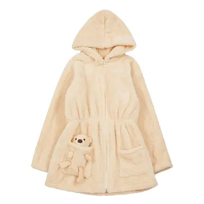 Trendyol Beige Girl Plush Hooded Coat