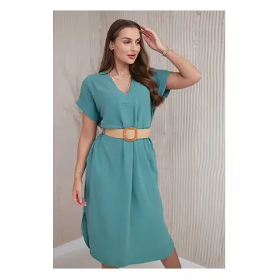 Kesi Włoski Dress with a decorative belt dark mint