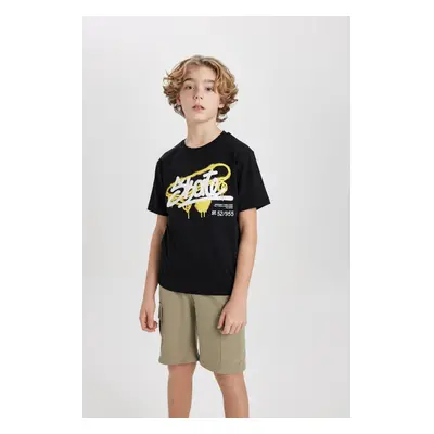 DEFACTO Boys' Crew Neck Printed Short Sleeve T-Shirt