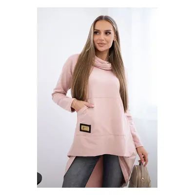 marka niezdefiniowana Sweatshirt with long back and hood dark powdered pink