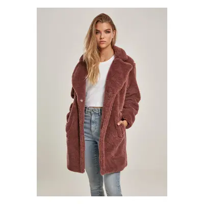 Women's oversized coat Sherpa darkrose