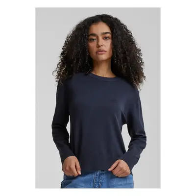 Women's knitted sweater with round neckline navy