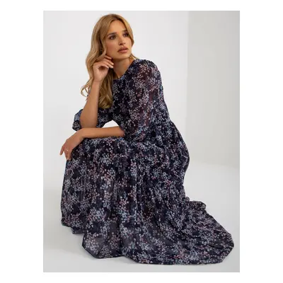 Navy blue floral dress with frills