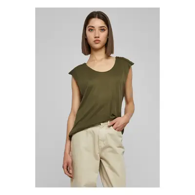 Women's Olive T-Shirt HiLo with Shoulder Zipper