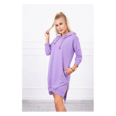 Dress with a hood and a longer back - purple