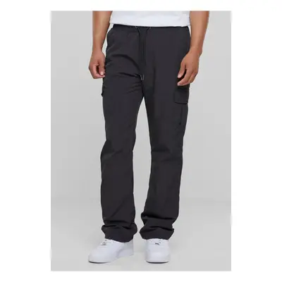 Nylon cargo pants with straight legs black