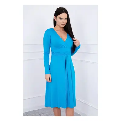 marka niezdefiniowana Dress cut under the bust, long sleeve turquoise