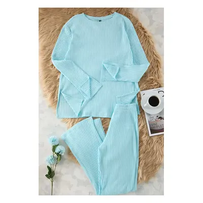 Trendyol Mint Corduroy Knitted Pajama Set