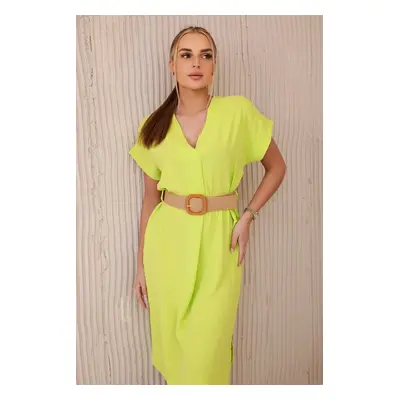 Kesi Włoski Dress with a decorative belt Green Neon