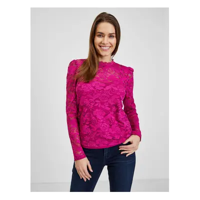 Dark pink women's lace T-shirt ORSAY - Women