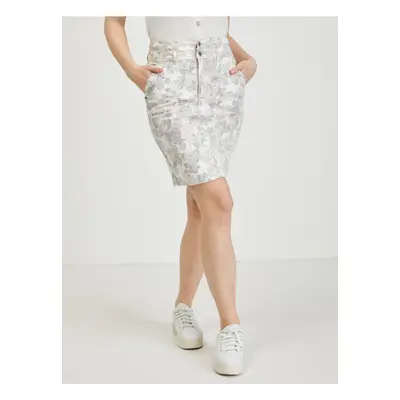 White Women's Floral Denim Skirt ORSAY - Ladies