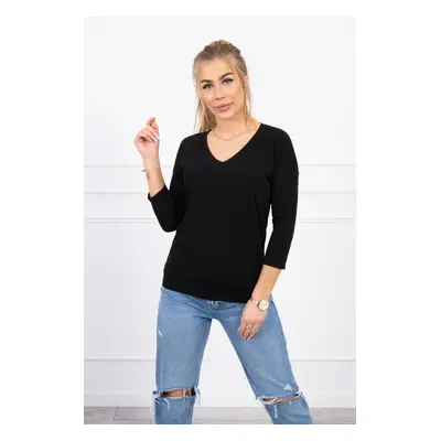 Black blouse with V-neck