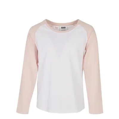 Girls' contrasting raglan long sleeves white/pink