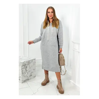 Long dress with a hood in gray color