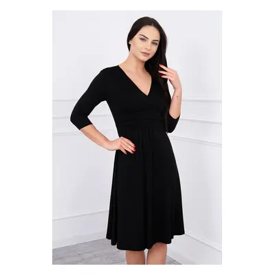 Dress with underbust neckline, 3/4 sleeves black