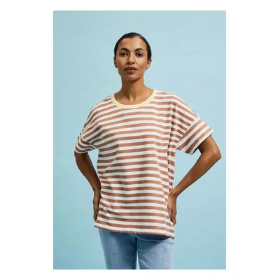 Women's striped T-shirt MOODO - brown