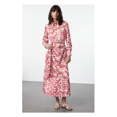 Trendyol Ecru Floral Patterned Woven Dress