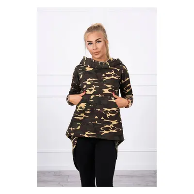 Sweatshirt with long back camo khaki+brown