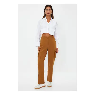 Trendyol Brown Cargo Straight Cut Woven Double Pocket Woven Trousers