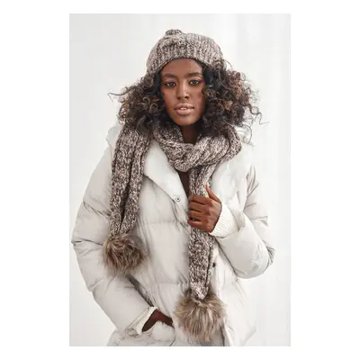 Winter set - dark brown hat with scarf