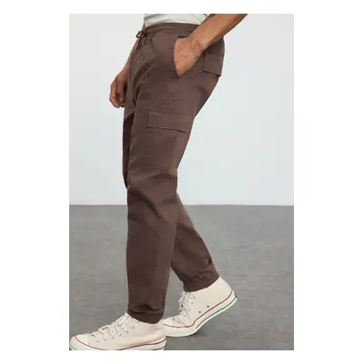 Trendyol Khaki Jogger Fit Stitched Detailed Waist Tie Woven Gabardine Trousers