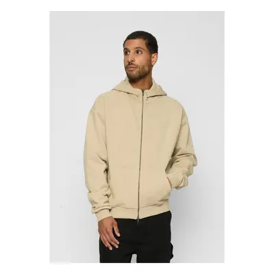 Men's sweatshirt with high zip collar cream