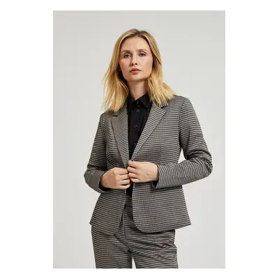 Women's single-breasted houndstooth blazer MOODO - black-beige