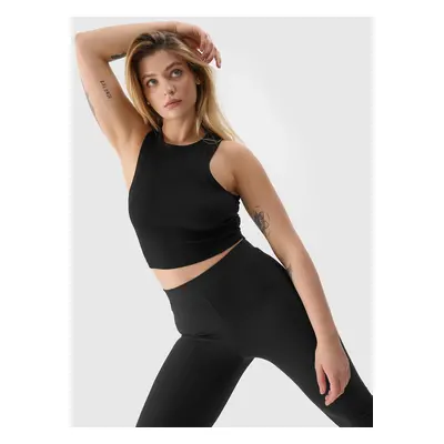 Women's slim 4F crop top - black