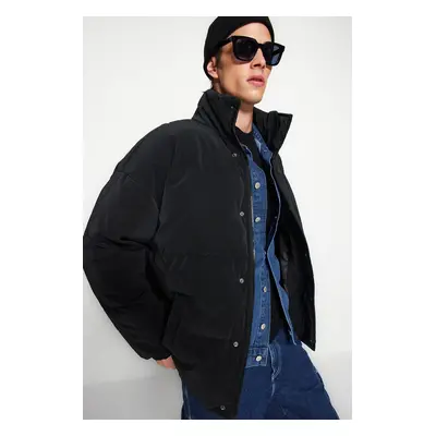 Trendyol Black Oversize Fit Stand Collar Winter Puffer Coat