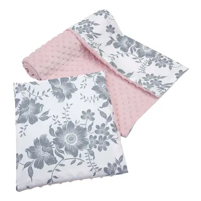 Medi Partners Quilt + pillow 35x30 cotton + minky – Berry + pink Minky