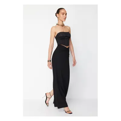 Trendyol X Zeynep Tosun Black Knitted Long Skirt