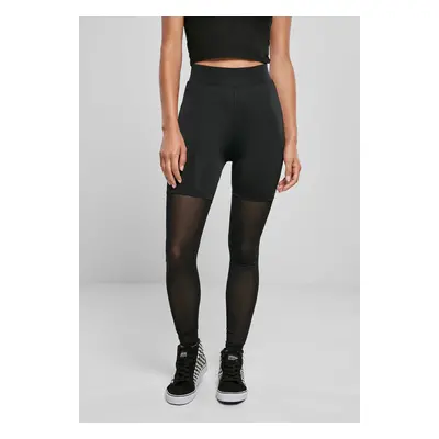 Women's Transparent Tech Mesh High Waisted Leggings - Black