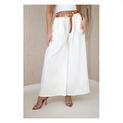 Kesi Włoski Wide-leg belted trousers ecru