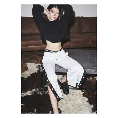 Women's sweatpants with wht/blk/wht button